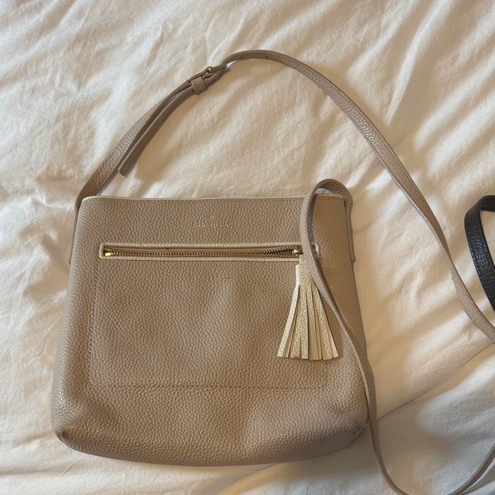 Kate Spade Beige Crossbody Bag with Gold Accents